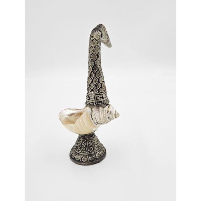 Set Anglo-Indian Style Silver Nautilus Shell Swan Vases Deco Pieces 1950s For Sale In Dallas - Image 6 of 13