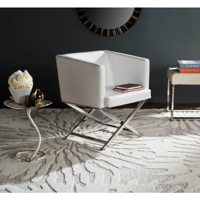 Chrome Cross Leg Chair in White Chairish