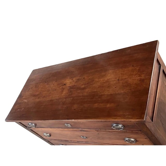 Chest of drawers hand-made in Italy in the late 1700s using walnut and pegged construction. The dresser is very straight...