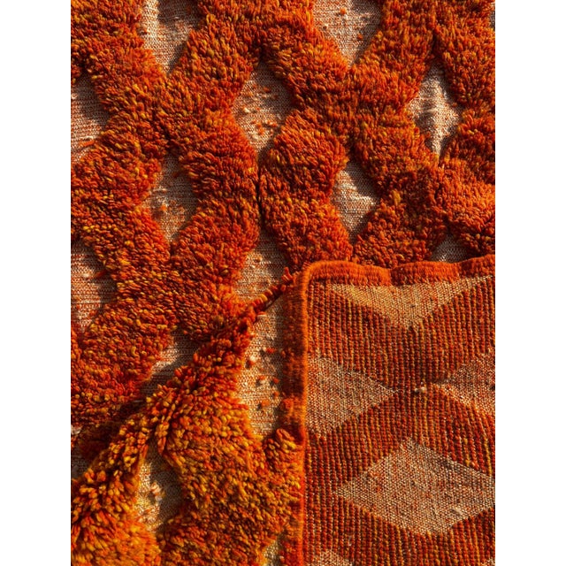 Orange Moroccan Wool Rug For Sale - Image 10 of 12