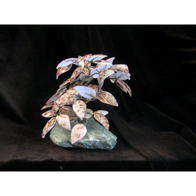 Vintage Copper Wire Bonsai Tree Sculpture Sea Shell Leaf on Green Marble Fortune Bonsai Tree in excellent condition is a...