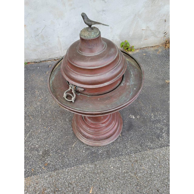 Early 20th Century Early 20th Century Copper Brazier Temple-Sized Censer with Bird Finial For Sale - Image 5 of 8