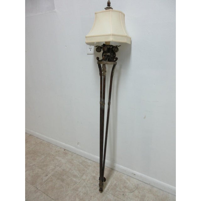 French 1990s Fine Art Lamp French Regency Gold Metal Filigree Lamp Wall Sconce Pole Lamp A For Sale - Image 3 of 13