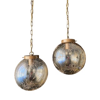 Glass Sphere Pendants, 1960s, Set of 2 For Sale