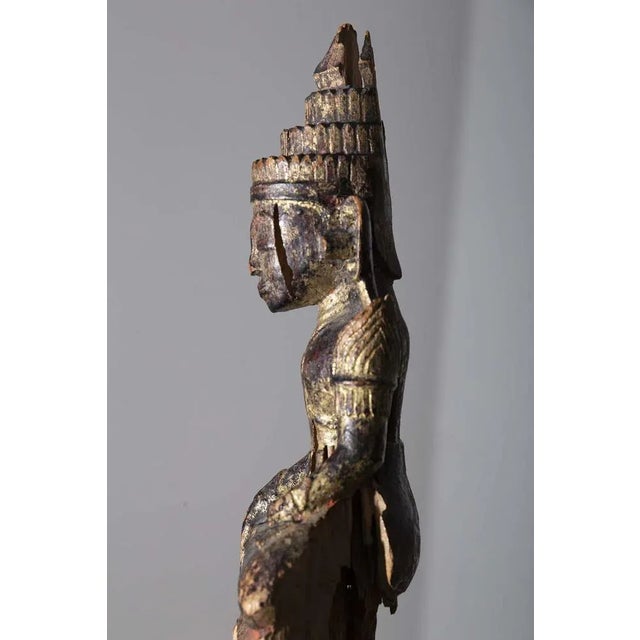 Burmese Artist, Shakyamuni Laos Buddha, 19th Century, Lacquered Wood For Sale - Image 4 of 9