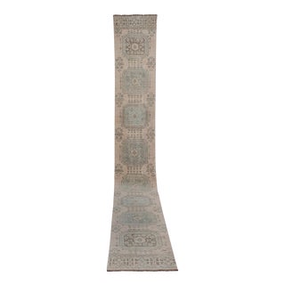 Muted Soft Colors Authentic Handmade Long Runner Rug For Sale