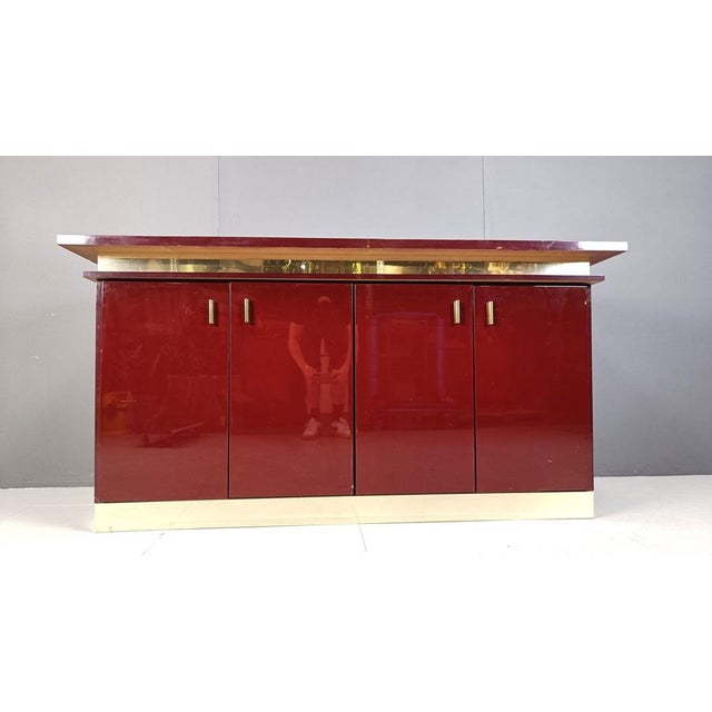 1980s Vintage Red Lacquered Sideboard, 1980s For Sale - Image 5 of 10