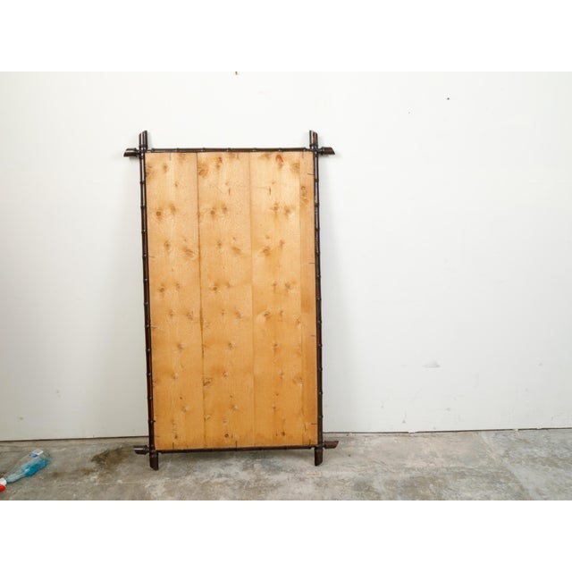 Glass French Turn of the Century Rectangular Faux Bamboo Mirror with Black Patina For Sale - Image 7 of 7