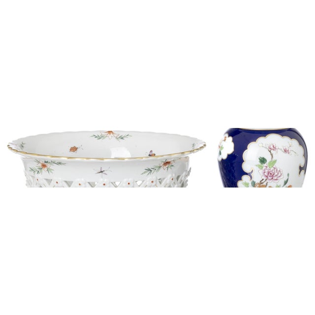 Porcelain Jar with Lid and Fruit Bowl from Vista Alegre, Set of 2 For Sale - Image 6 of 7