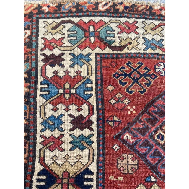 Antique Caucasian Kazak Runner For Sale - Image 13 of 18