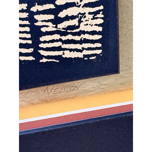 Tribal 1970s “Cameroon Ii” Aboriginal-Style Dot Art, Signed Nelson, Gold Matted, Unframed For Sale - Image 3 of 13