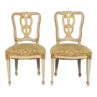 Italian Carved Spade Leg Side Chairs - a Pair of 2 For Sale