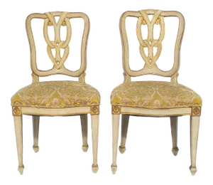 Italian Carved Spade Leg Side Chairs - a Pair of 2