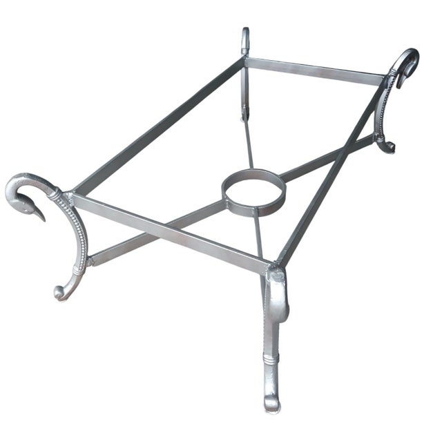 1970s 1970s Introducing a Stunning Steel & Brass Coffee Table, Masterfully Crafted in the Sophisticated Manner of Jansen. For Sale - Image 5 of 9