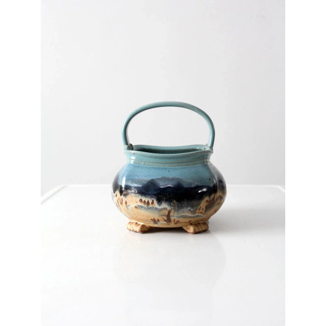 Carl Sheehan Fire Hole Pottery Ceramic Basket Ca 1999 For Sale - Image 13 of 13
