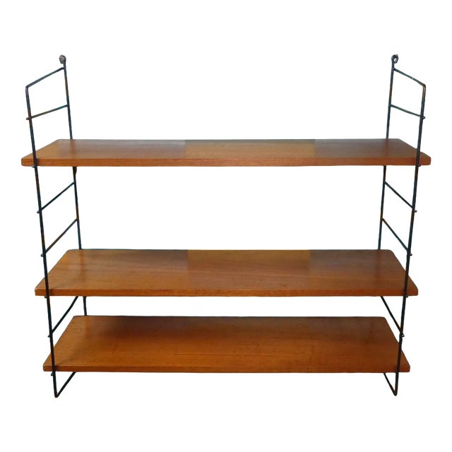 Mid-Century Modern String Shelf in Walnut, 1960s For Sale
