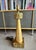 Heavy brutalist designed metal lamp with cast metal top and bottom and Italian gold leaf center. Piece is attributed to...
