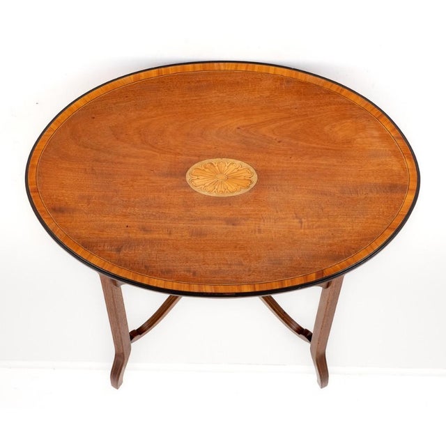 Sheraton Occasional Table in Mahogany Inlay, 1890s For Sale - Image 6 of 7