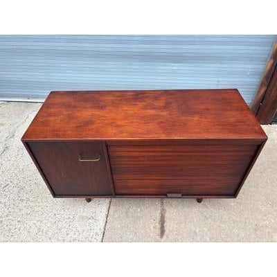 Jens Risom Tambour Door Cabinet, Walnut & Brass, Mid-Century, 1965 For Sale - Image 9 of 14