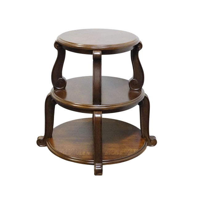 Contemporary Ashley Furniture Brookfield Collection Contemporary Traditional 24" Round Tiered Accent End Table T496-2 For Sale - Image 3 of 11