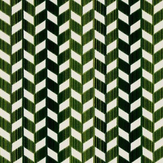 Sample- Schumacher Chevron Strie Velvet Fabric in Emerald For Sale