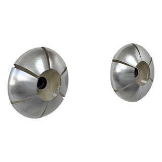 Vintage Wall Lights in Brushed Aluminum, France, 1970, Set of 2 For Sale