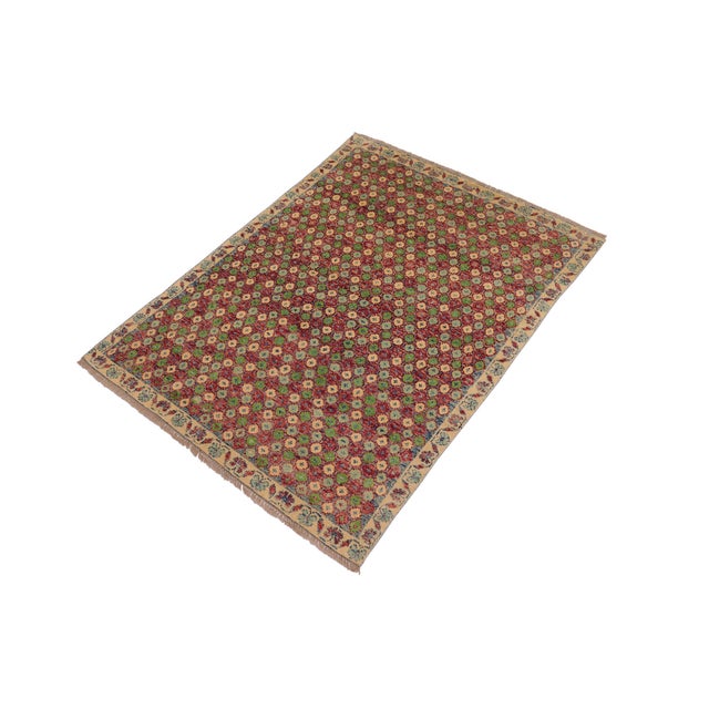 Shabby Chic Shabby Chic Balochi Red/Beige Wool Rug - 4'0''x5'11'' For Sale - Image 3 of 11