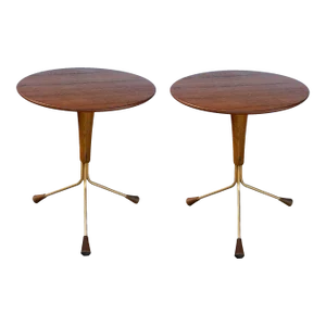 1950s Pair of Swedish Teak Tripod Drinks Tables by Albert Larsson for Alberts Tibro