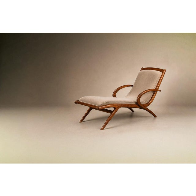 Rare Brazilian Modern Chaise Lounge in Caviúna and Mohair, John Graz, 1950s For Sale - Image 17 of 18