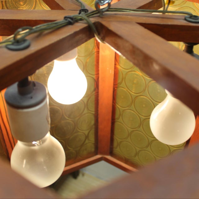 Wood 1970s Extra Large Amber Pendant Light For Sale - Image 7 of 10