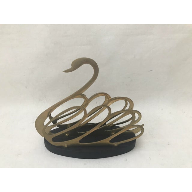 Vintage Hollywood Regency Brass Swan Letter Book Magazine Holder