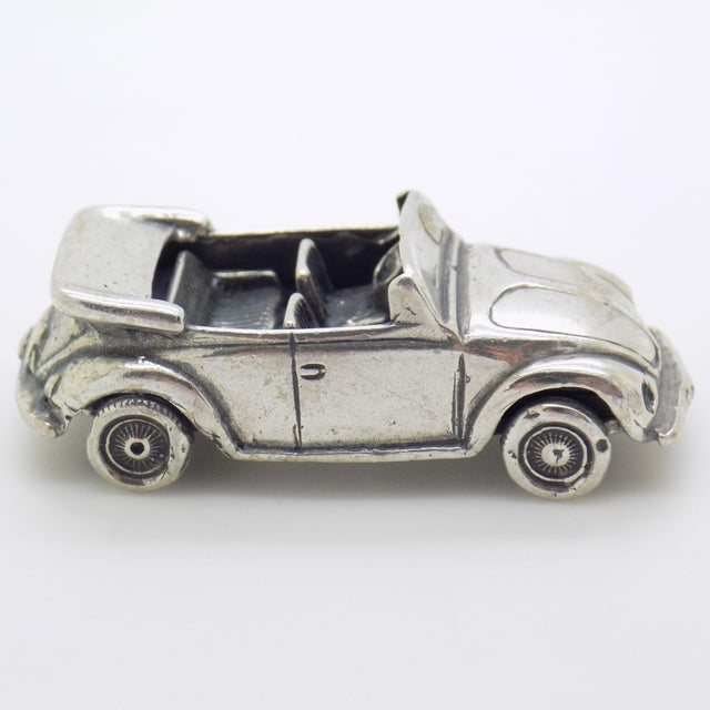 Metal Vintage Italian Handmade Silver Cabrio Convertible Car Figurine, 1970s For Sale - Image 7 of 13
