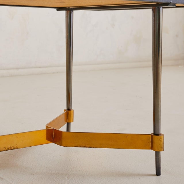 Gold French Gilt + Black Tile-Top Coffee Table with Metal Base, 1970s For Sale - Image 8 of 9