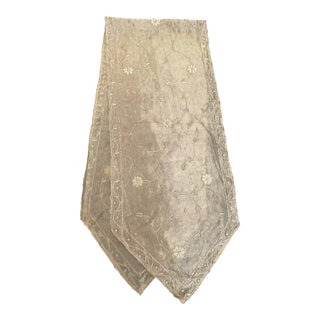 Sethi & Sethi Gold Silk Organza Embroidered Floral Vine Decorative Table Runner For Sale