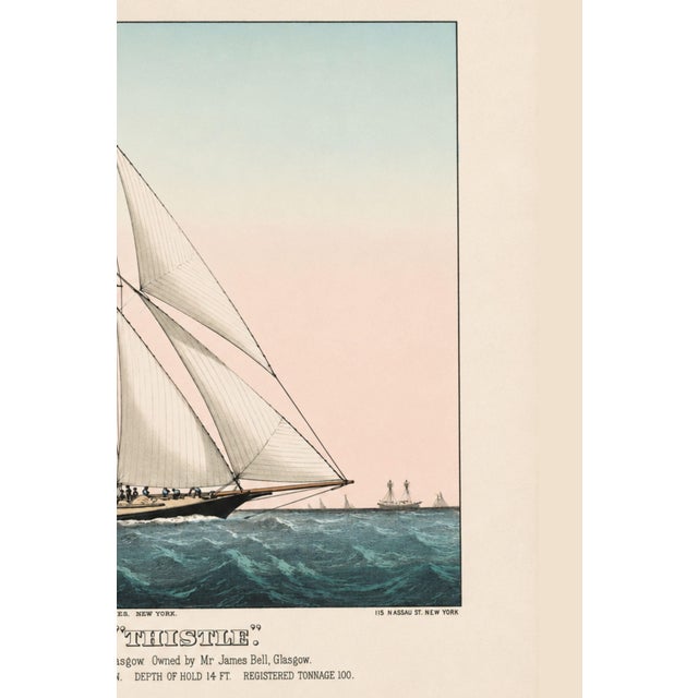 Cutter Yacht Thistle, Vintage Art Print Reproduction, 48" X 32" For Sale - Image 4 of 11