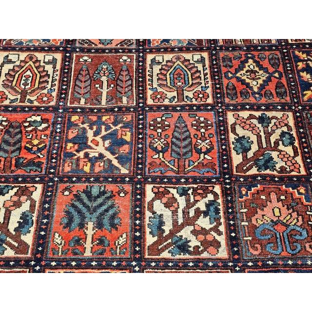 1900 - 1909 Vintage Oversized Persian Bakhtiari Rug, Hand-Knotted wool, Garden Panel Pattern, Burgundy & Blue, 11x14 For Sale - Image 5 of 11