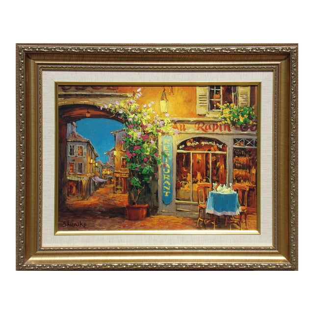 Viktor Shvaiko Au Rapin Restaurant Hand Embellished Signed Art Serigraph Canvas* For Sale