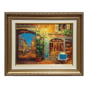 Viktor Shvaiko Au Rapin Restaurant Hand Embellished Signed Art Serigraph Canvas*