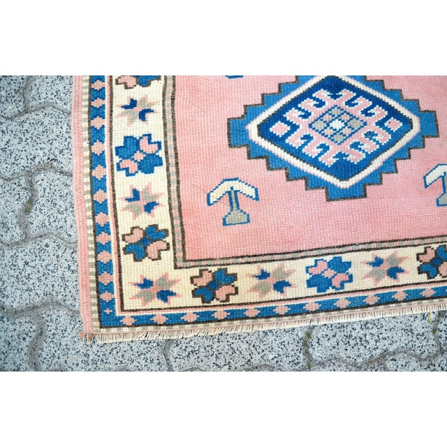 1960s Vintage Pastel Pink Rug For Sale - Image 9 of 11