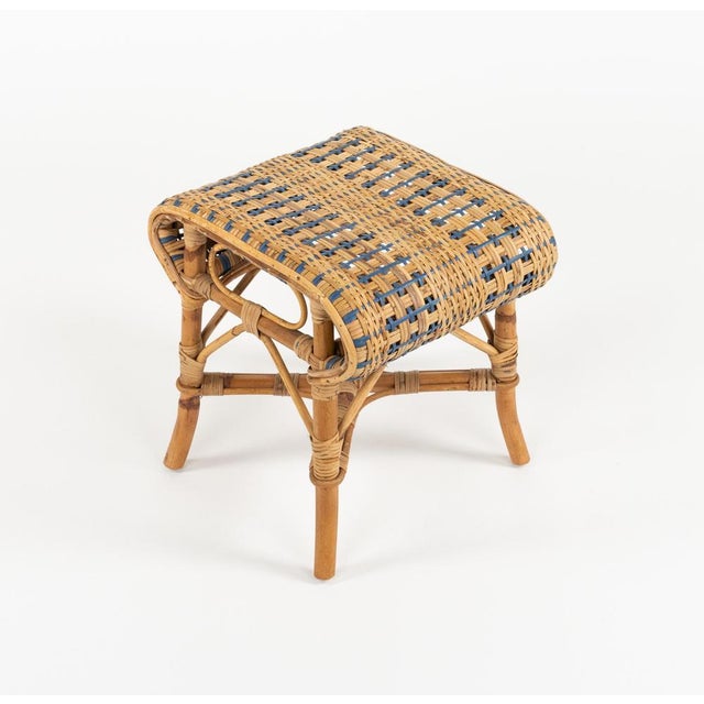 Mid-Century Rattan and Bamboo Stool, 1960s For Sale - Image 12 of 17