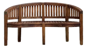 Vintage Boho Curved Teak Bench