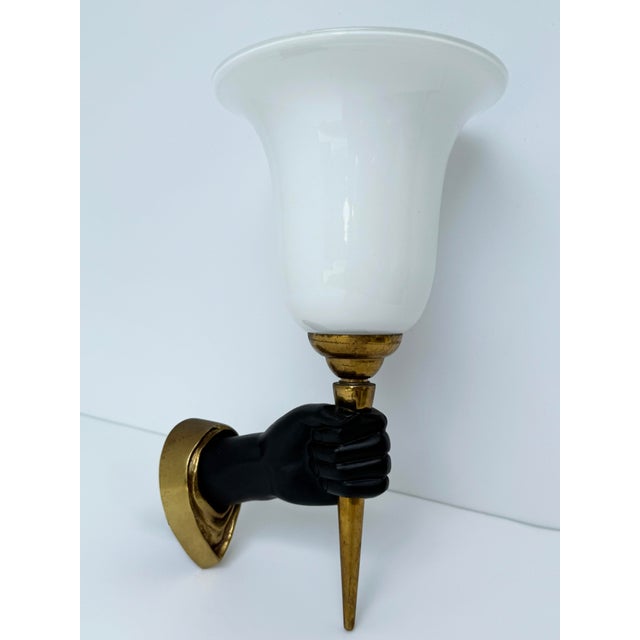 Art Deco Nubian Hand Wall Sconce by John Devoluy For Sale - Image 3 of 10