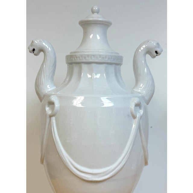 Pair Neoclassical Blanc de Chine Porcelain Urns, Attributed Nymphenburg, 20th C. For Sale - Image 16 of 18