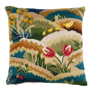 Schumacher Gerry Embroidery 14" Pillow A in Document
