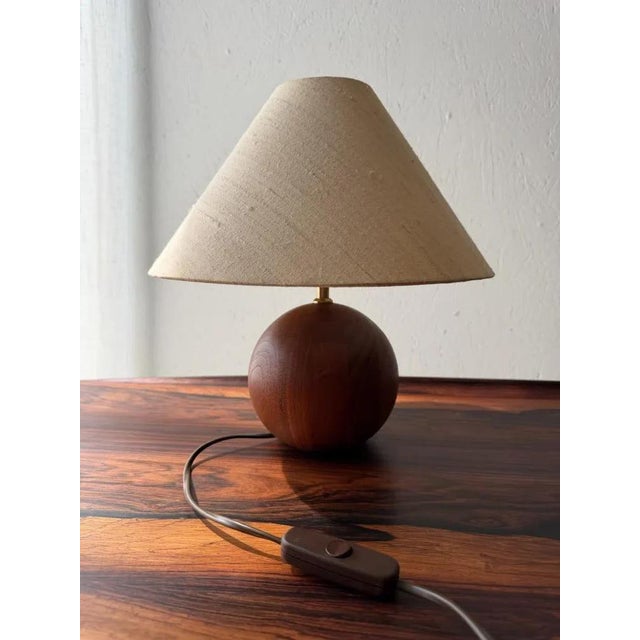 Wood Danish Teak Table Lamp from Kirk Copenhagen, 1960s For Sale - Image 7 of 8