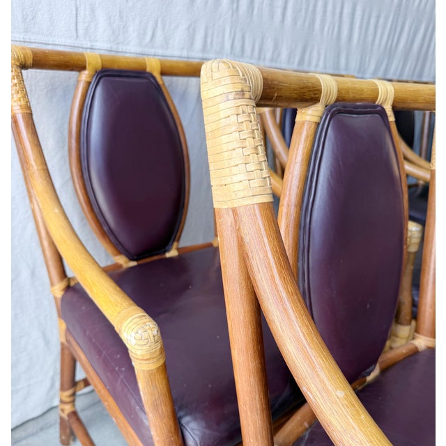 1980s Vintage Rattan Armchairs - Medallion Back - Set of 8 For Sale - Image 5 of 6