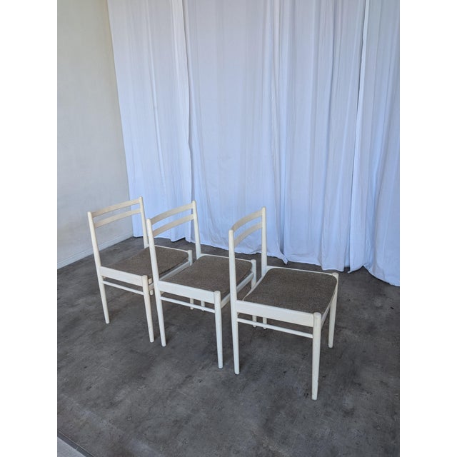 Wood Vintage White Wooden Chair with Fabric Seat, 1970s For Sale - Image 7 of 18