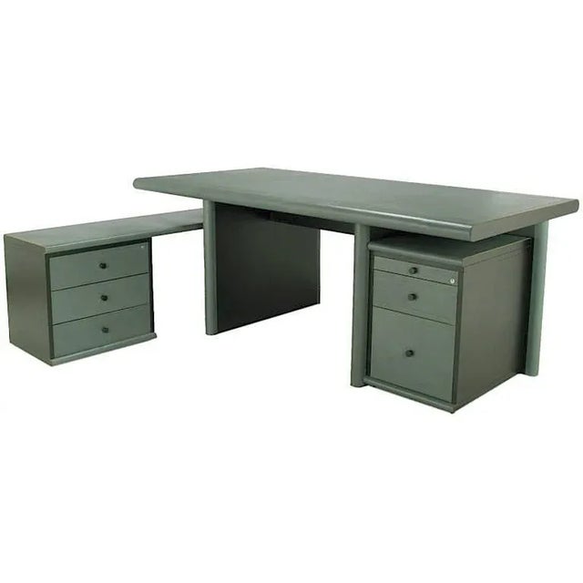 1970s Mariani for Pace Grey-Green Leather Executive Desk For Sale - Image 9 of 9