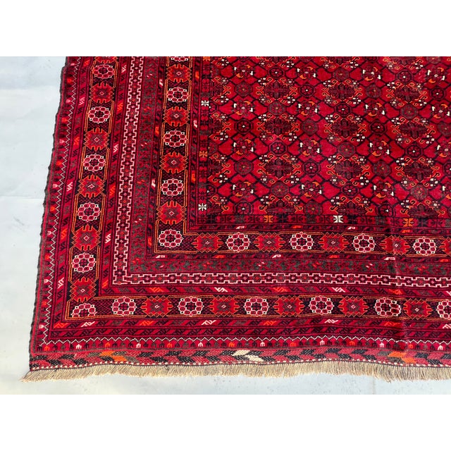 Vintage Afghan Bashiri All-Over Gul Rosette Tribal Room Rug - 9'3" X 6'9" For Sale - Image 4 of 12