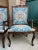 Pair Antique French Dining Arm Chairs Louis XV Carved Oak Blue Persian Textile For Sale - Image 17 of 18